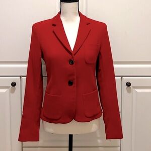 Theory Red textured virgin wool fitted blazer size 6